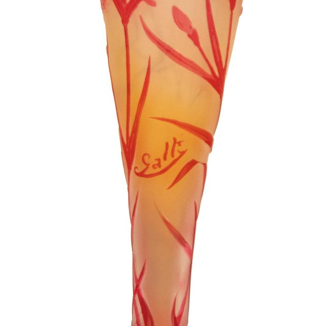 Antique French Art Nouveau Cameo Glass Soliflore Carnation Vase Emile Galle 1900 For Sale - Image 17 of 18