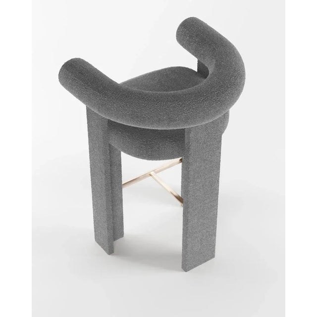 Collector Modern Fully Upholstered Cassette Bar Chair in Bouclé Grey by Alter Ego For Sale - Image 4 of 5