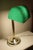 Victorian Vintage Ministerial Art Deco Style Brass Banker's Desk Lamp With Emerald Green Shade For Sale - Image 3 of 15