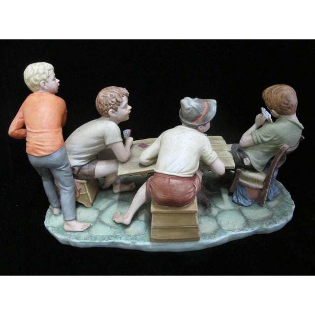 Capodimonte Large Porcelain Cheaters Boys Playing Cards Signed Pucci Figurine For Sale - Image 10 of 14