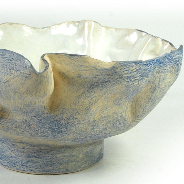 Blue Sculptural Handpainted Pottery Bowl by Joanna Wysocka, 2010s For Sale - Image 8 of 12