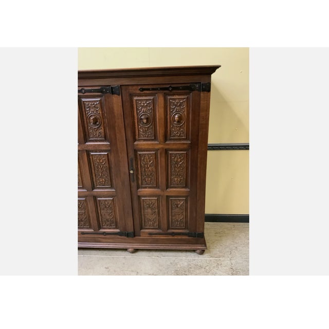 Antique Neo-Gothic Wardrobe with Linen Compartment, 1940 For Sale - Image 6 of 14