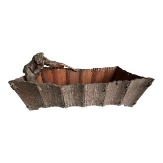 Japanese Ikebana Wabi-Sabi Bamboo Carved Basket For Sale