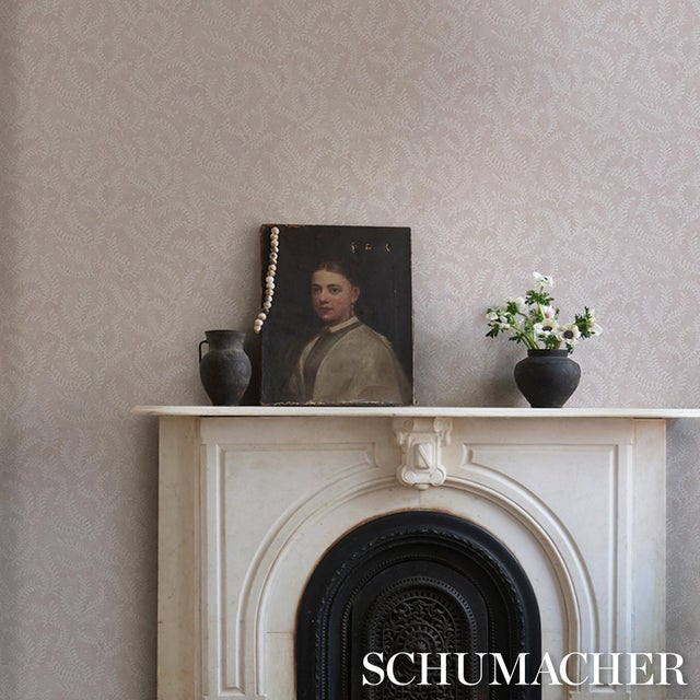 2020s Sample - Schumacher Etched Fern Wallcovering In Blush For Sale - Image 5 of 6