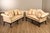 High Quality American Made, Custom Upholstered Pair of Mahogany Camelback Loveseats or Sofas with Carved Ball and Claw Feet