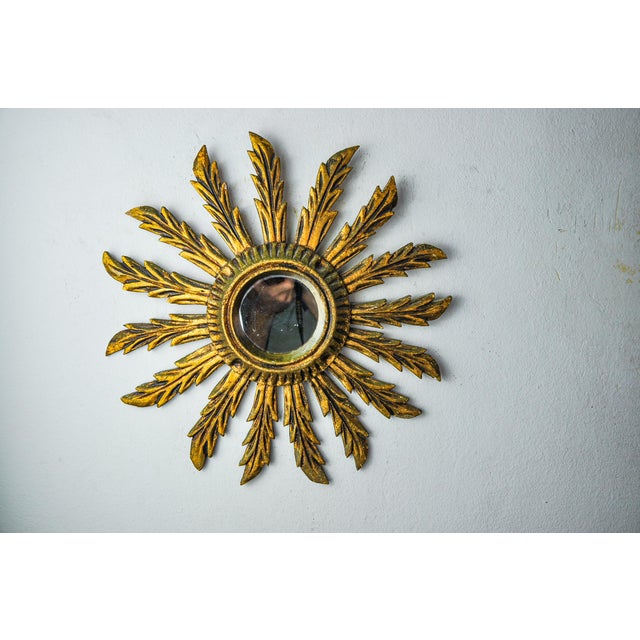 Hollywood Regency Sun Mirror in Gilded Wood, France, 1960s For Sale - Image 3 of 8