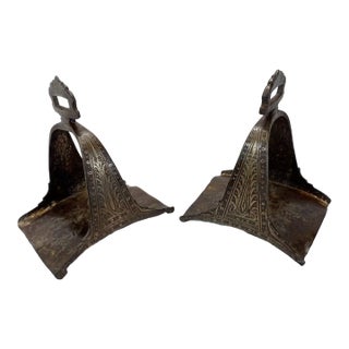 Antique Turkish Ottoman Iron Horse Saddle Stirrups- Set of 2 For Sale