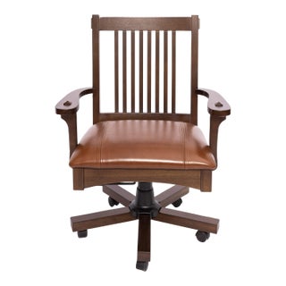 Arts and Crafts Mission Oak Office Chair - Walnut Stain For Sale
