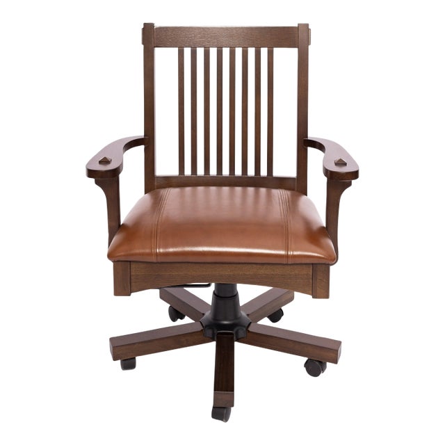 Arts and Crafts Mission Oak Office Chair - Walnut Stain For Sale