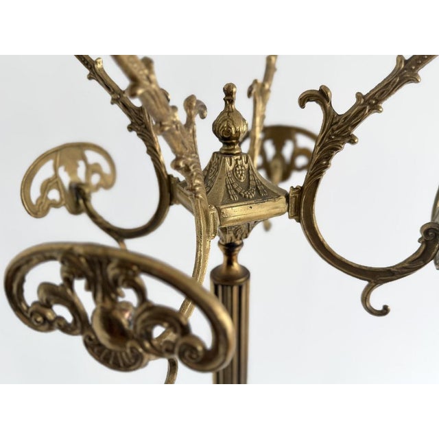 Vintage Italian Brass Coat Rack with Rotating Crown and Female Face Tripod Base, 1960s For Sale - Image 12 of 18