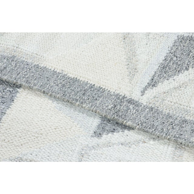 Textile Rug & Kilim’s Scandinavian-Inspired Runner Rug, Gray and Blue Geometric Patterns For Sale - Image 7 of 7