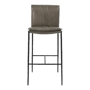 Dusk Grey Leather Bar Stool