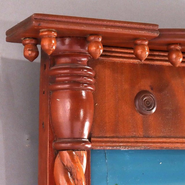 Early 19th Century Antique Federal Mahogany Mirror With Eglomise Panel C1820 For Sale - Image 5 of 7