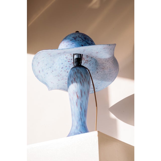 A stunning eye-catcher: this French mushroom-style table lamp is crafted using *pâte de verre*—a glass-paste technique...