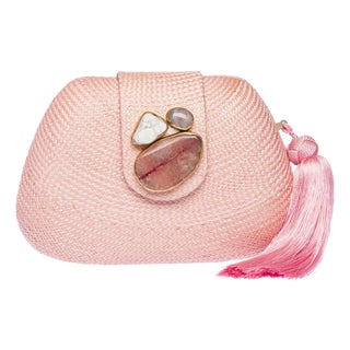 Tamu Bean Clutch in Pale Pink For Sale