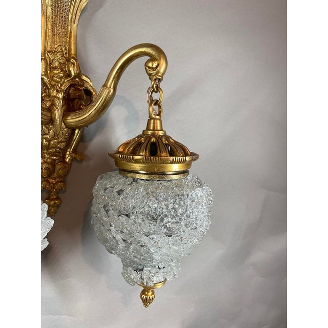 1980s French Louis XVI Gold Bronze Crystal Wall Lamps / Sconces - Pair For Sale - Image 12 of 18