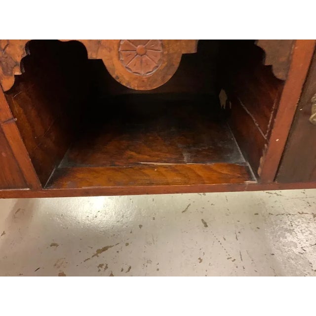 Wood Edwardian Oak Sideboard Server, Marble Top, C. 1901-1910 For Sale - Image 7 of 12