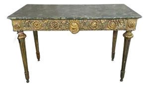 18th Century Italian Console Table With Gold Leaf & Faux Marble Top