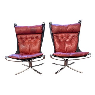 Falcon Chairs in Chrome-Plated Steel by Sigurd Ressell for Vatne Møbler, 1970s, Set of 2 For Sale