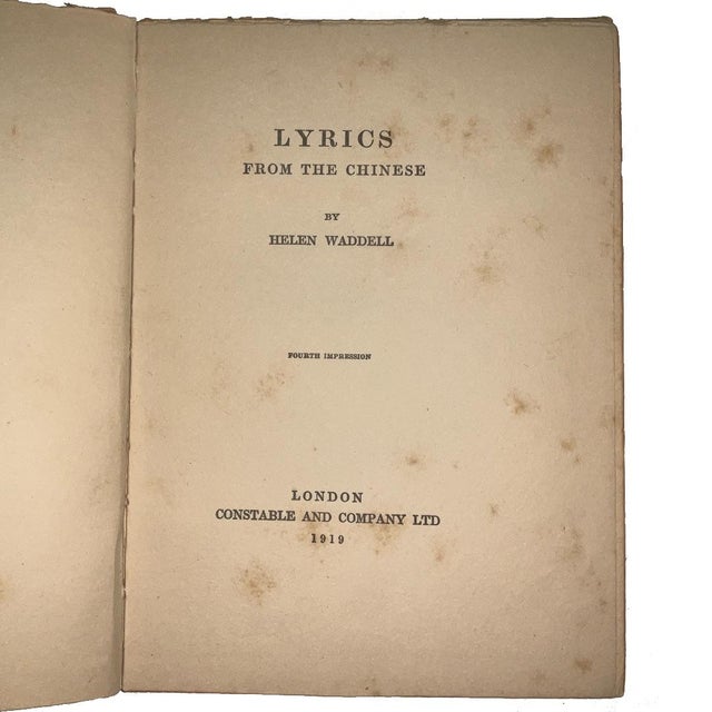 1910s Rare Book Lyrics From the Chinese First Edition, Fourth Impression - 1913 / 1919 For Sale - Image 5 of 11