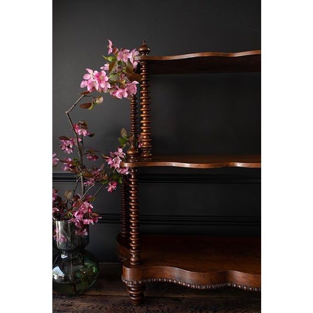 Antique Victorian Spool Turned Etagere, Tabletop Display Shelf With Serpentine Front For Sale - Image 11 of 17
