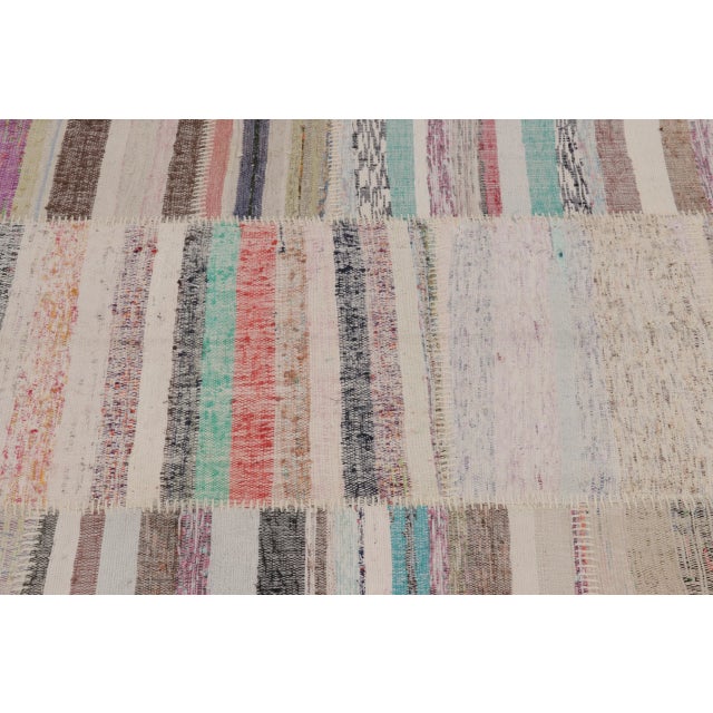 2010s Rug & Kilim's Modern Patchwork Runner Kilim in Beige with Multicolor Stripes For Sale - Image 5 of 8