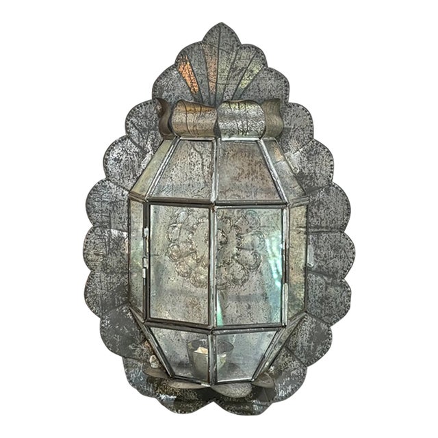 Vintage Mexican Tin Wall Sconce For Sale