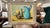 An expressive, painterly mid-century style still life oil painting featuring a vibrant turquoise pitcher, glass bottles,...