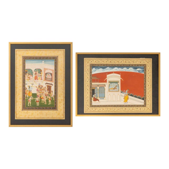 Mughal School Radna and Krishna Gouache, 2 For Sale