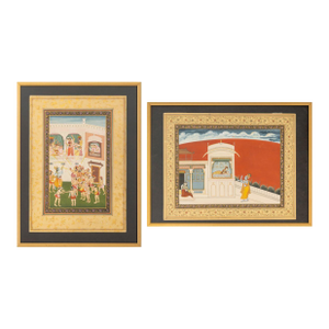 Mughal School Radna and Krishna Gouache, 2