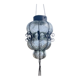 Italian Murano Style Caged Glass Pendant For Sale