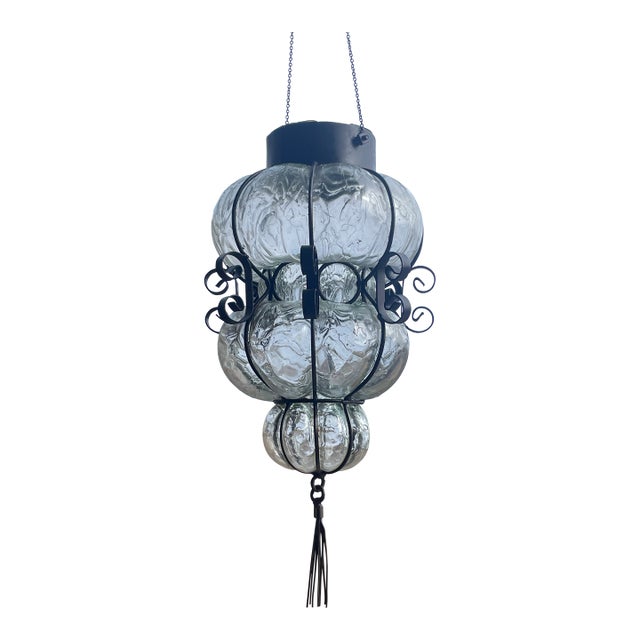 Italian Murano Style Caged Glass Pendant For Sale