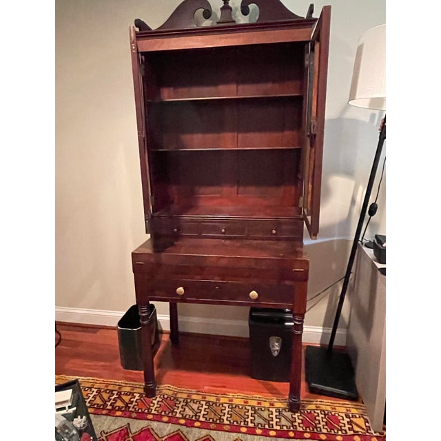 Antique Secretary Desk With Glass Display Hutch Chairish