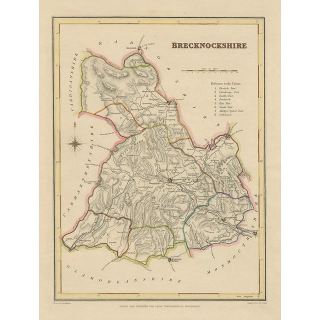 Antique Map of Brecknockshire in Wales by Creighton & Walker, 1830s For Sale - Image 9 of 10