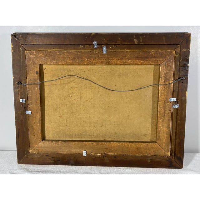 White Antique 19th Cen. Winter Scene Landscape Oil Painting For Sale - Image 8 of 12