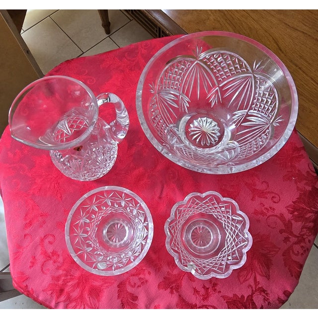 Vintage Waterford Crystal Set With Original Boxes & Labels - O'Mara 10" Bowl, Waterville Pitcher & Footed Bowls For Sale - Image 13 of 15