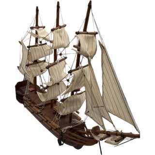 Vintage Handcrafted Wooden HMS Victory Model Ship For Sale