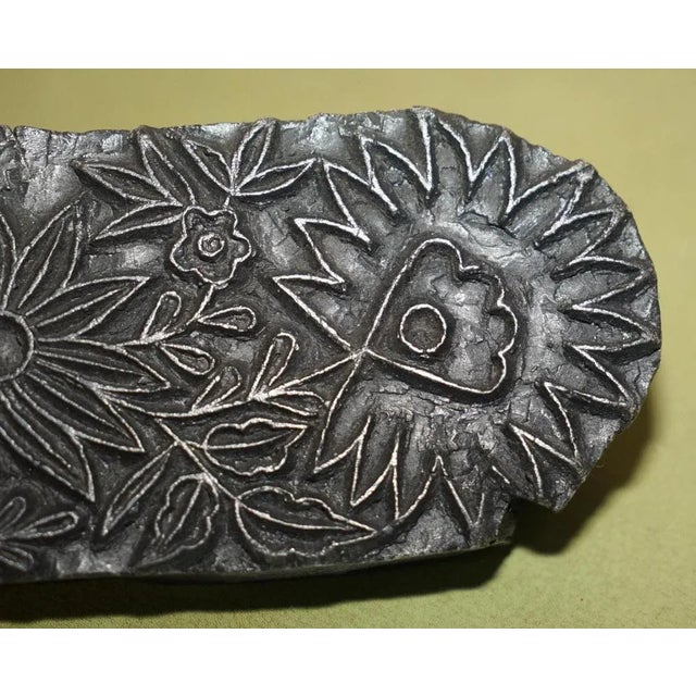 Antique Hand Carved Oval Floral Printing Block for Wallpaper For Sale - Image 10 of 12