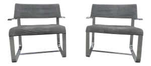 Early 70's Saporiti Proposals Chrome Steel and Leather Lounge Chairs