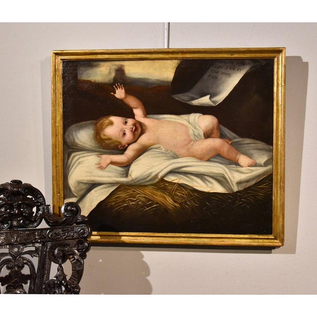 Lombard Artist, Baby Jesus, 1650, Oil on Canvas, Framed For Sale - Image 9 of 11