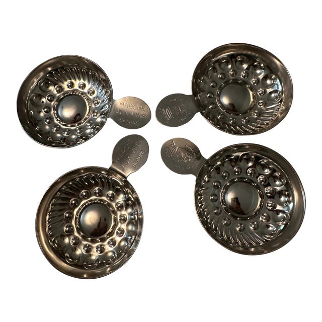 Vintage French Stainless Steel Wine Tasters- Set a 4 For Sale