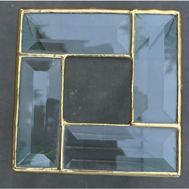 1980s Vintage 1980s 24k Gold Leaded Beveled Glass Tissue Box Cover For Sale - Image 5 of 10