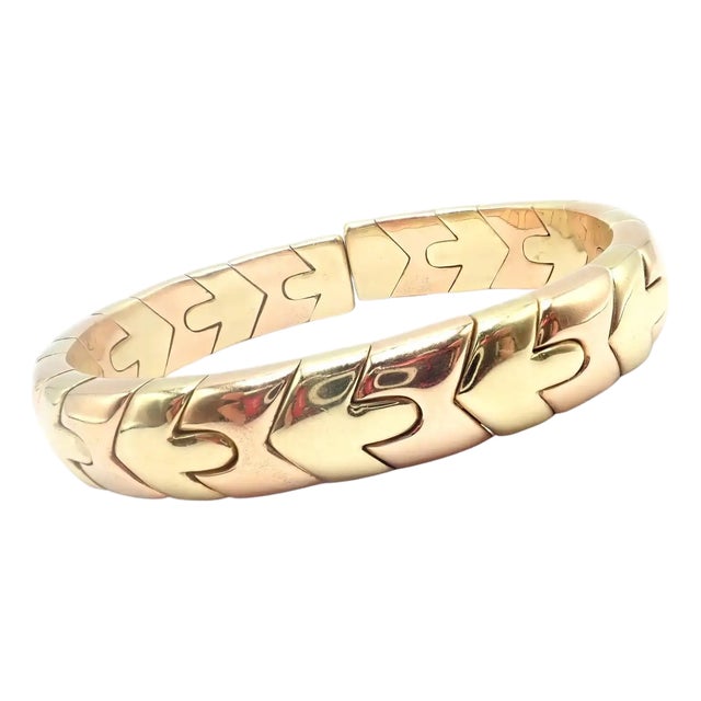 Bulgari Vintage Alveare Yellow & Rose Gold Bangle Cuff Bracelet For Sale