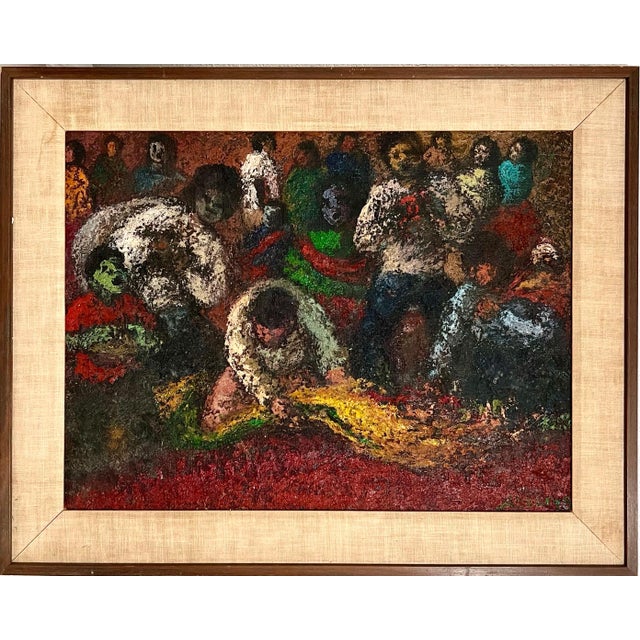Miguel Angel Aybar Llauca, Peruvian Expressionist Oil Painting Miguel Aybar Modernist Latin American Art For Sale