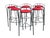 Striking set of six vintage bar stools by Vecta of Grand Prairie, Texas. These sculptural stools feature slender black...