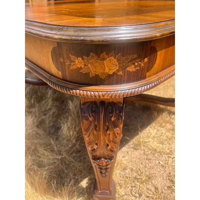 Johnson Furniture Company Antique Walnut /Burlwood With Marquetry Johnson Handley Johnson Dining Room Set Circa 1930's For Sale - Image 4 of 9