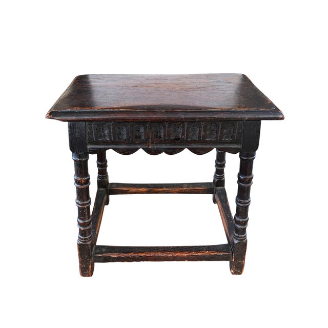 Brown Antique 19th Century English Oak Joint Stool 19" H For Sale - Image 8 of 9