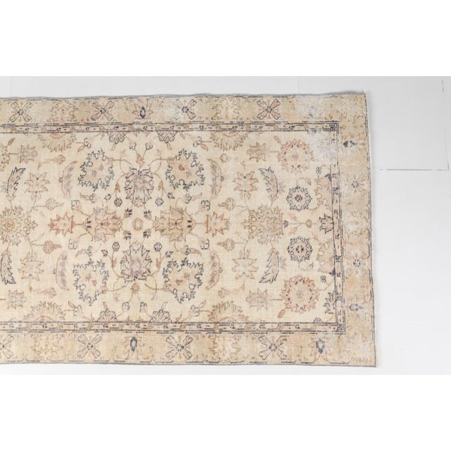 Ivory Hand-Knotted Antique Accent Rug For Sale - Image 8 of 9