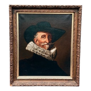 Antique Oil Painting After Frans Hals Portrait of Gentleman, Signed A. Hiller For Sale