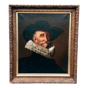 Antique Oil Painting After Frans Hals Portrait of Gentleman, Signed A. Hiller